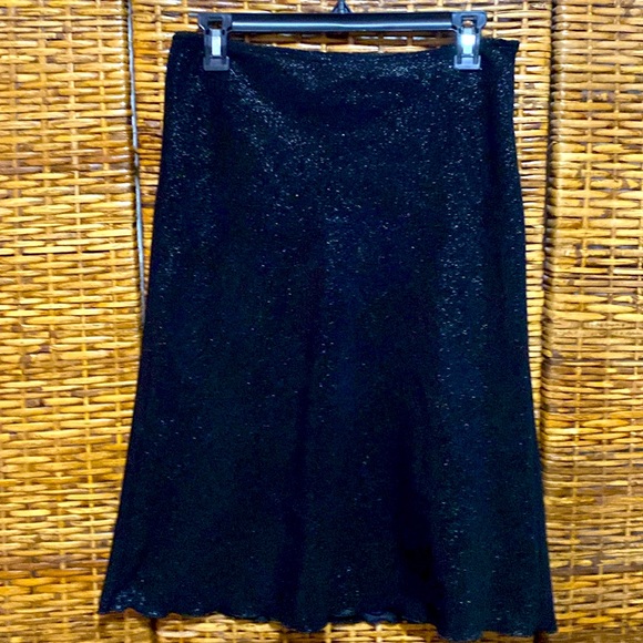 VINTAGE Xoxo in America and abroad black glitter scallop hem mini skirt M - Picture 1 of 7
